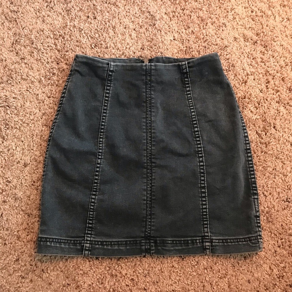 Free People Black Denim Mini Skirt
